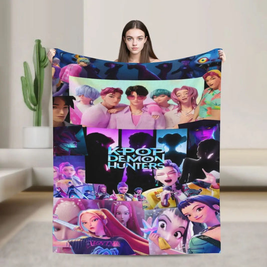 Huntrix  K-Pop Demon Hunters Lightweight Flannel Blanket