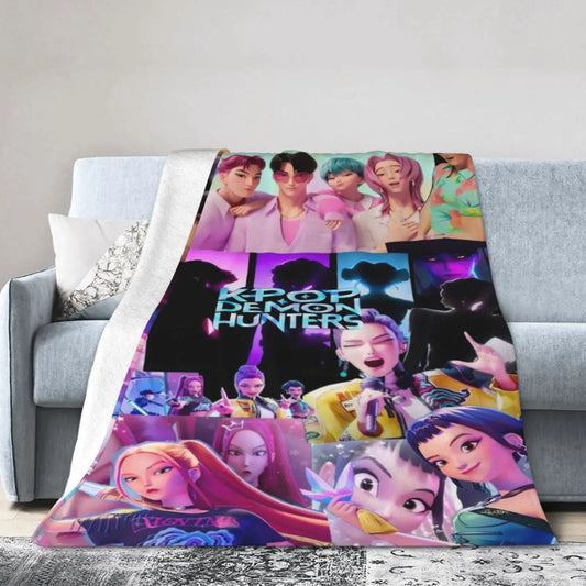 Huntrix  K-Pop Demon Hunters Lightweight Flannel Blanket